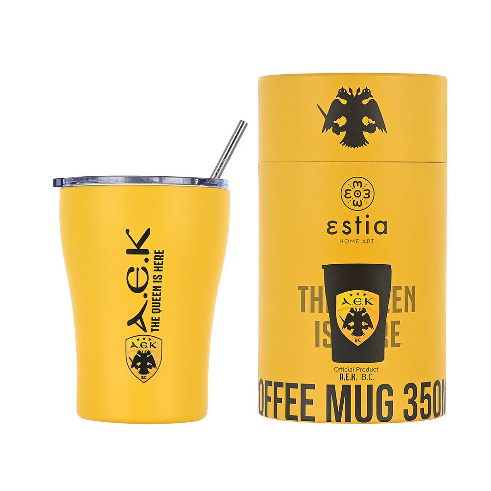 Ποτήρι Ισοθερμικό AEK BC Edition Διπλού Τοιχώματος Ανοξείδωτο 18/10 350ml Με Ανοξείδωτο Καλαμάκι & Βουρτσάκι Καθαρισμού εstia Home Art 00-13271 - 1
