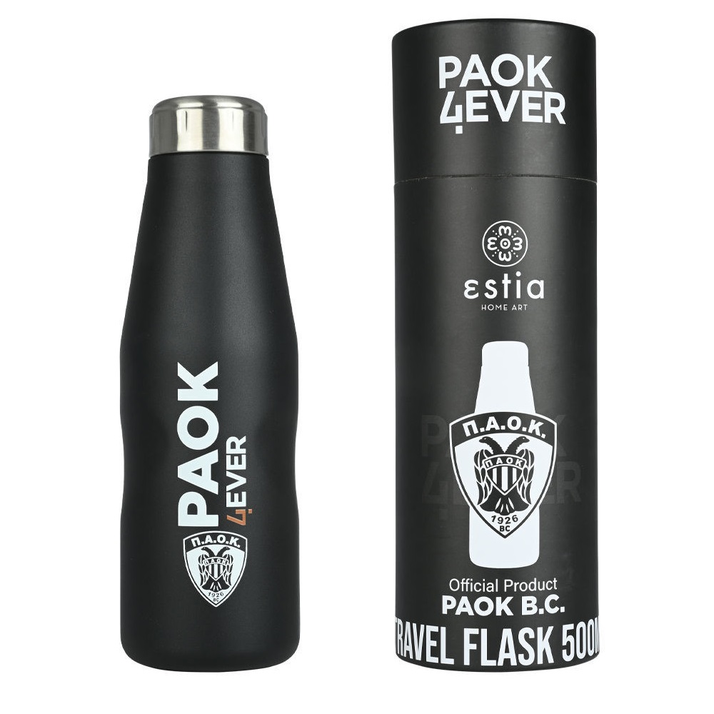 Μπουκάλι Ισοθερμικό PAOK BC Edition Διπλού Τοιχώματος 500ml Ανοξείδωτο 18/10 εstia Home Art 00-13776 - 1