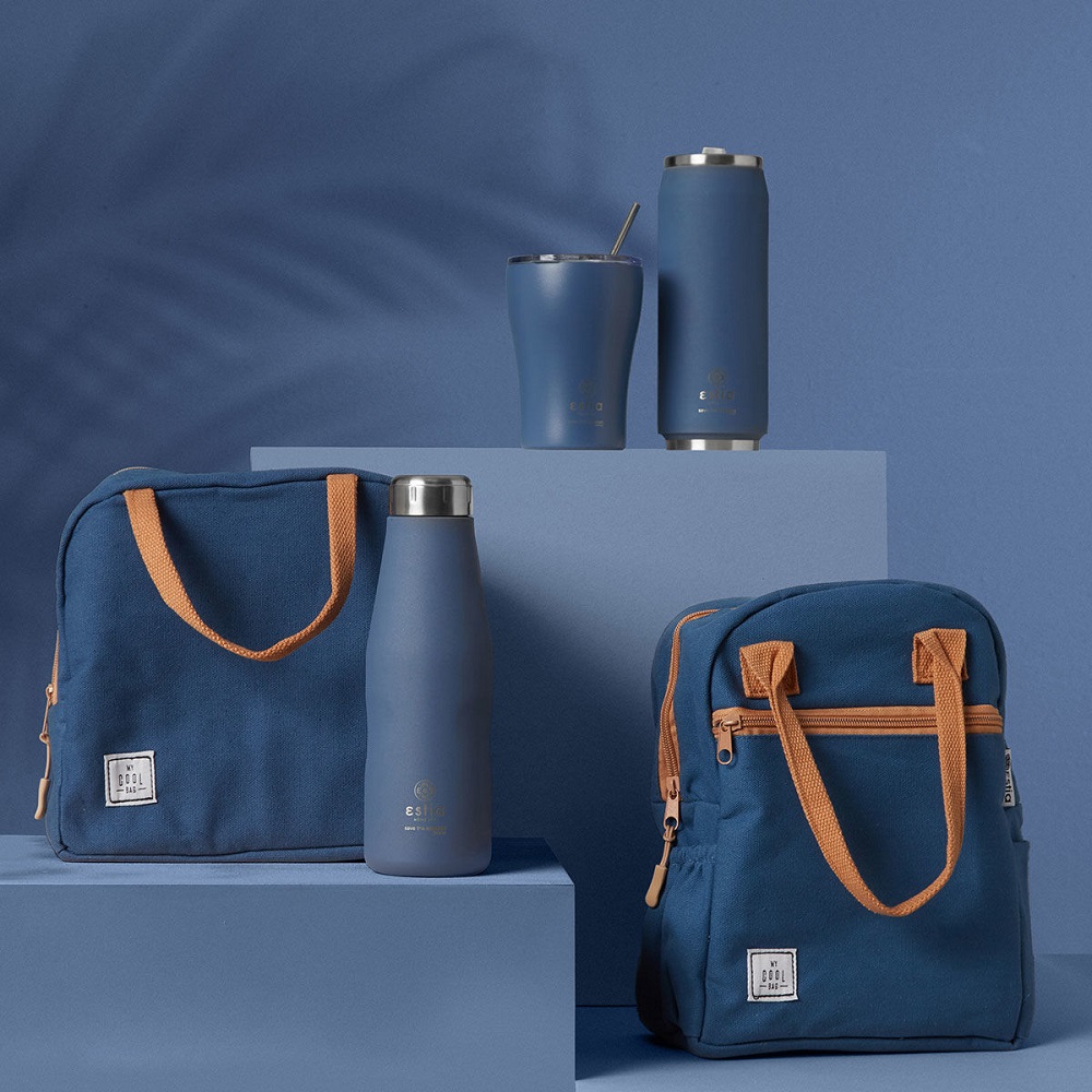 Ποτήρι Ισοθερμικό Denim Blue Διπλού Τοιχώματος Ανοξείδωτο 18/8 500ml Με Καλαμάκι Save the Aegean εstia Home Art 01-12076 - 5