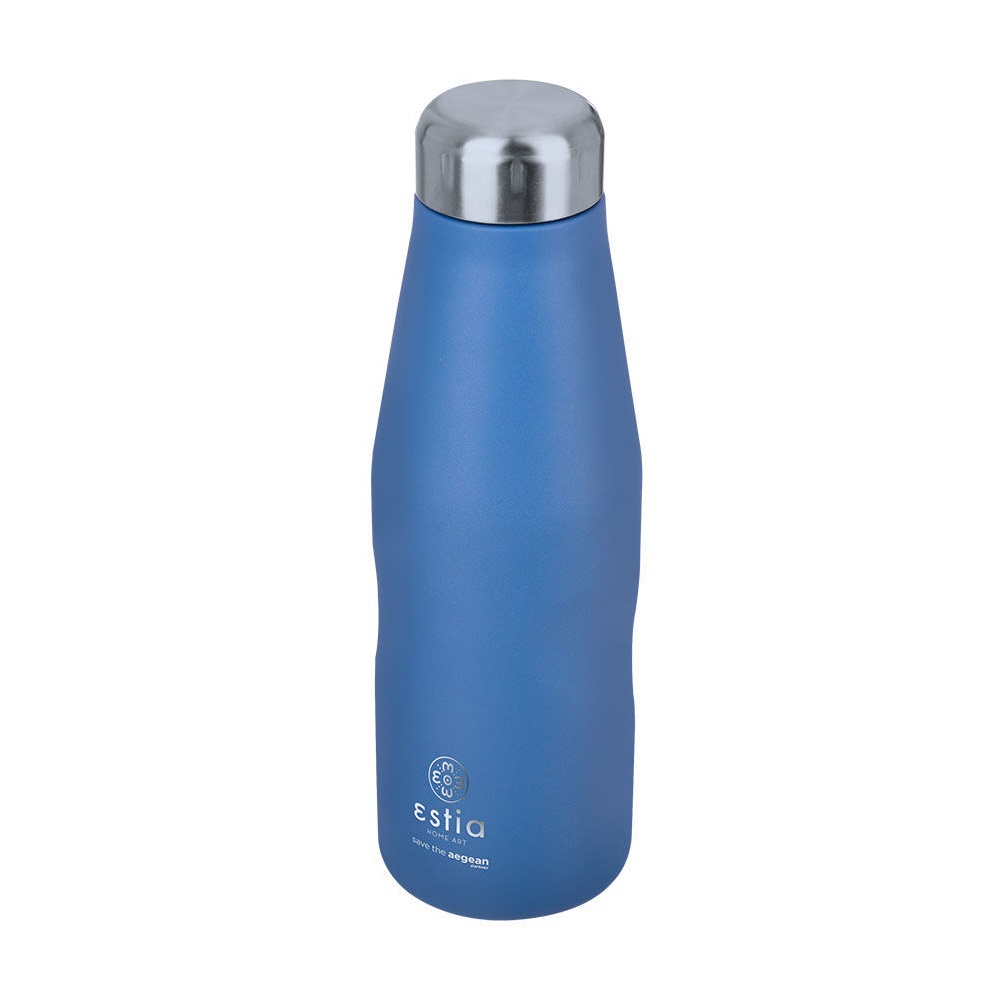 Μπουκάλι Ισοθερμικό Denim Blue Διπλού Τοιχώματος 500ml Ανοξείδωτο 18/8 Save the Aegean εstia Home Art 01-12052 - 2