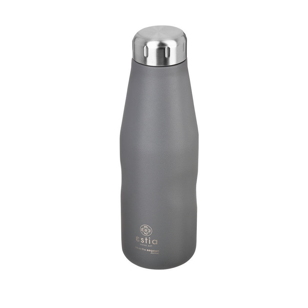 Μπουκάλι Ισοθερμικό Fjord Grey Διπλού Τοιχώματος 500ml Ανοξείδωτο 18/8 Save the Aegean εstia Home Art 01-8550 - 2