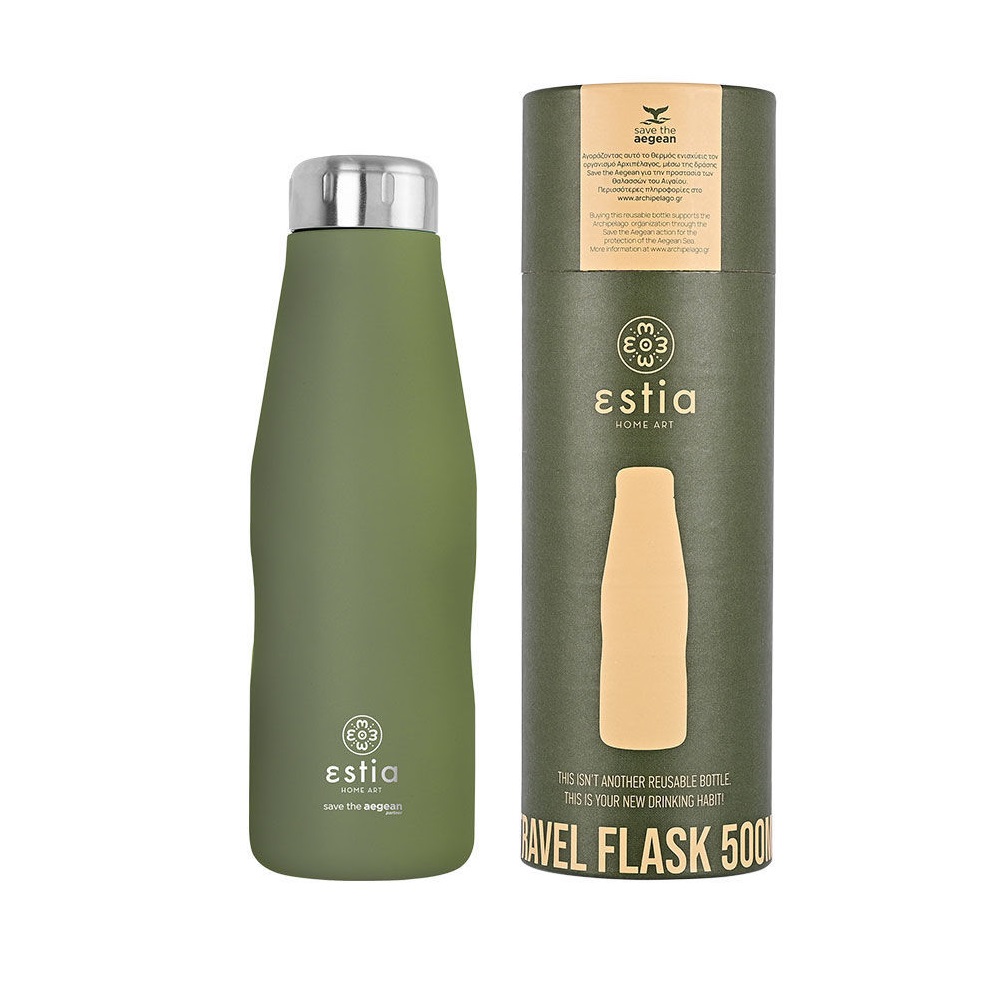 Μπουκάλι Ισοθερμικό Forest Spirit Διπλού Τοιχώματος 500ml Ανοξείδωτο 18/8 Save the Aegean εstia Home Art 01-12069 - 1