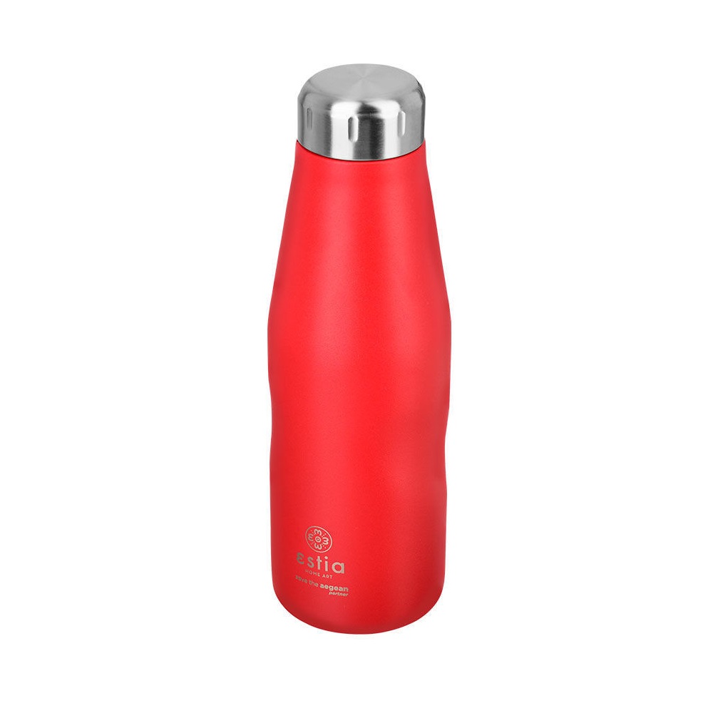Μπουκάλι Ισοθερμικό Scarlet Red Διπλού Τοιχώματος 500ml Ανοξείδωτο 18/8 Save the Aegean εstia Home Art 01-8543 - 2