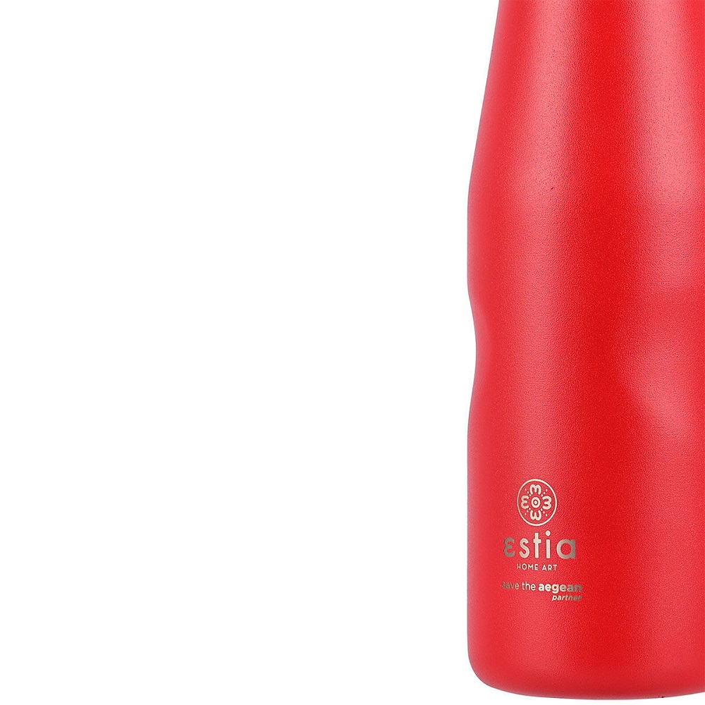 Μπουκάλι Ισοθερμικό Scarlet Red Διπλού Τοιχώματος 500ml Ανοξείδωτο 18/8 Save the Aegean εstia Home Art 01-8543 - 3