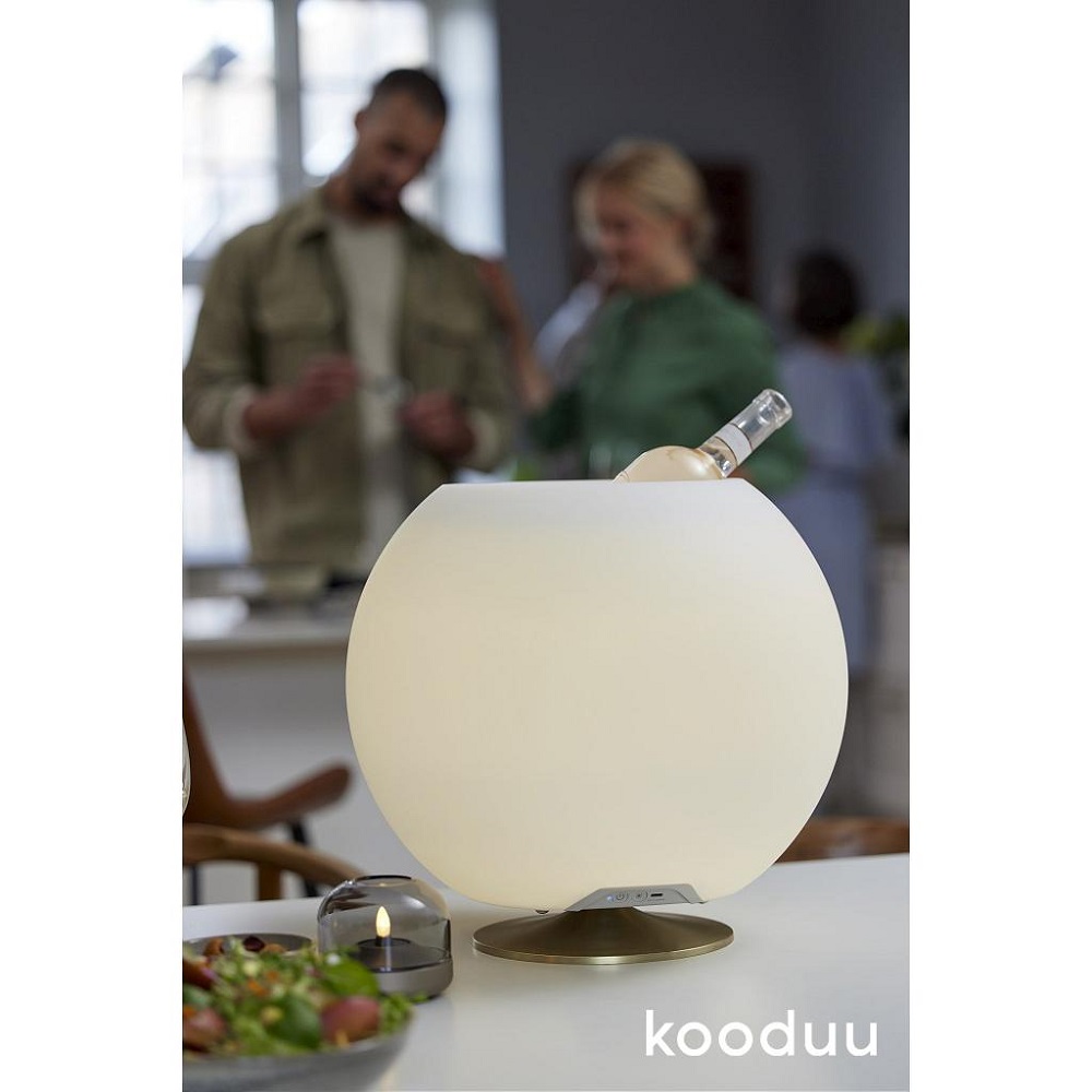 Σαμπανιέρα/Φωτιστικό Led & Ηχείο Bluetooth Φ38xH31cm PE/Inox Sphere Brass KOSPHEREBRASS Kooduu - 2