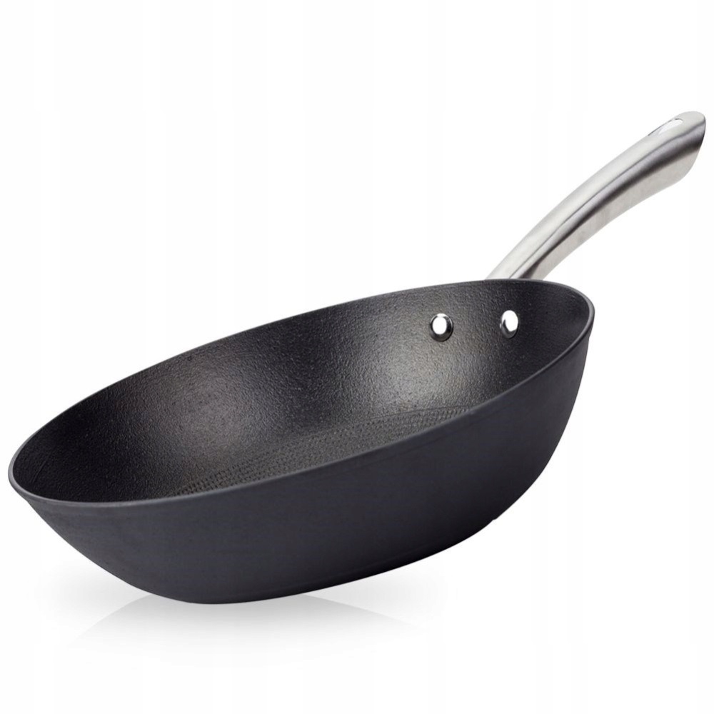 Γουόκ - Wok Μαντεμένιο 3,5Lt Φ28cm Αντικολλητικό Με Ανοξείδωτη Λαβή Atlas Nava 10-205-030 - 