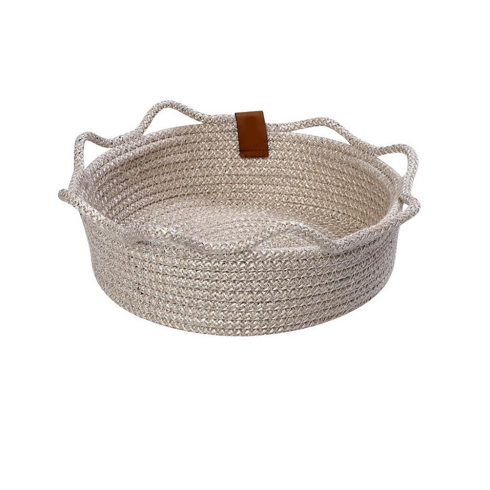 Ψωμιέρα Στρογγυλή Λευκή Από Σχοινί Φ20xH6cm Espiel ROB120 - 1