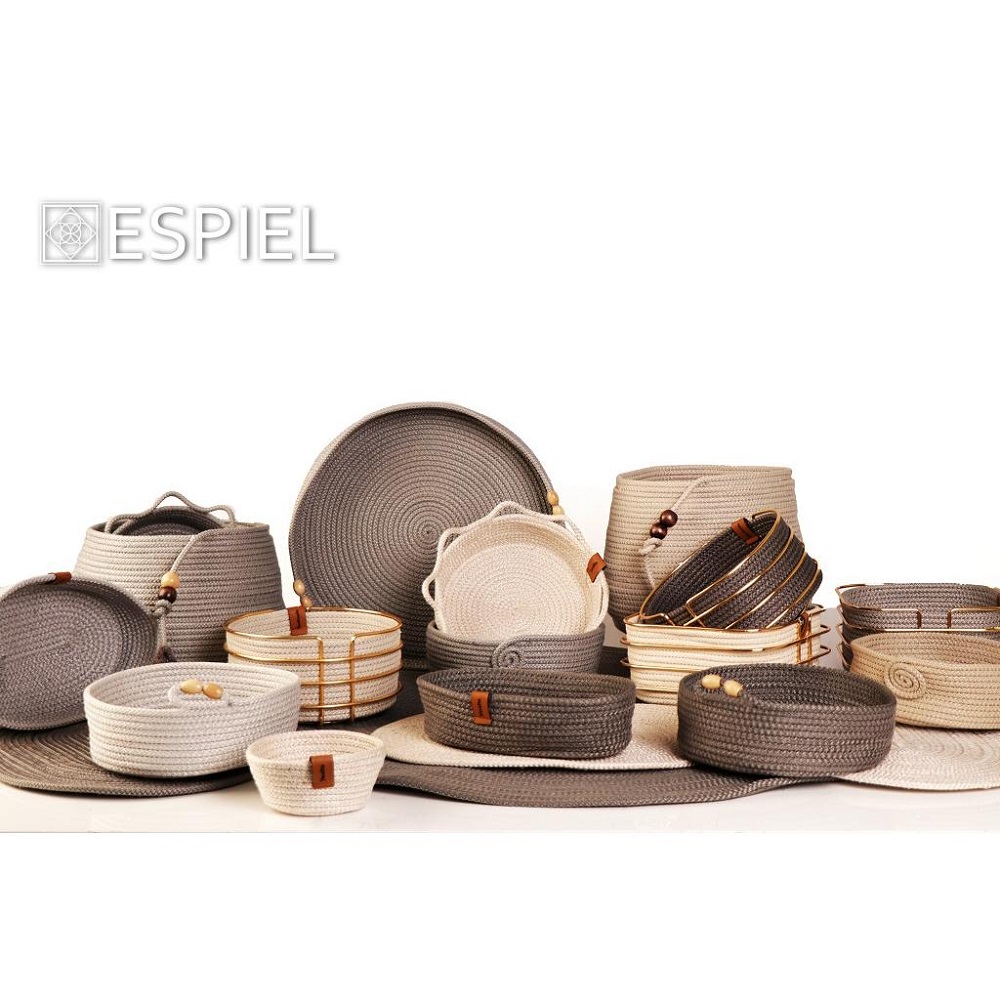Ψωμιέρα Στρογγυλή Λευκή Από Σχοινί Φ20xH6cm Espiel ROB120 - 2