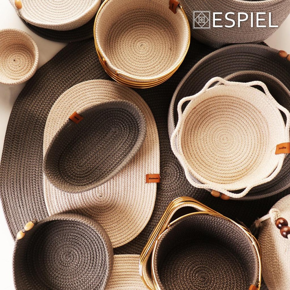 Ψωμιέρα Οβάλ από Σχοινί σε Λευκό 27x15cm Espiel ROB123 - 2