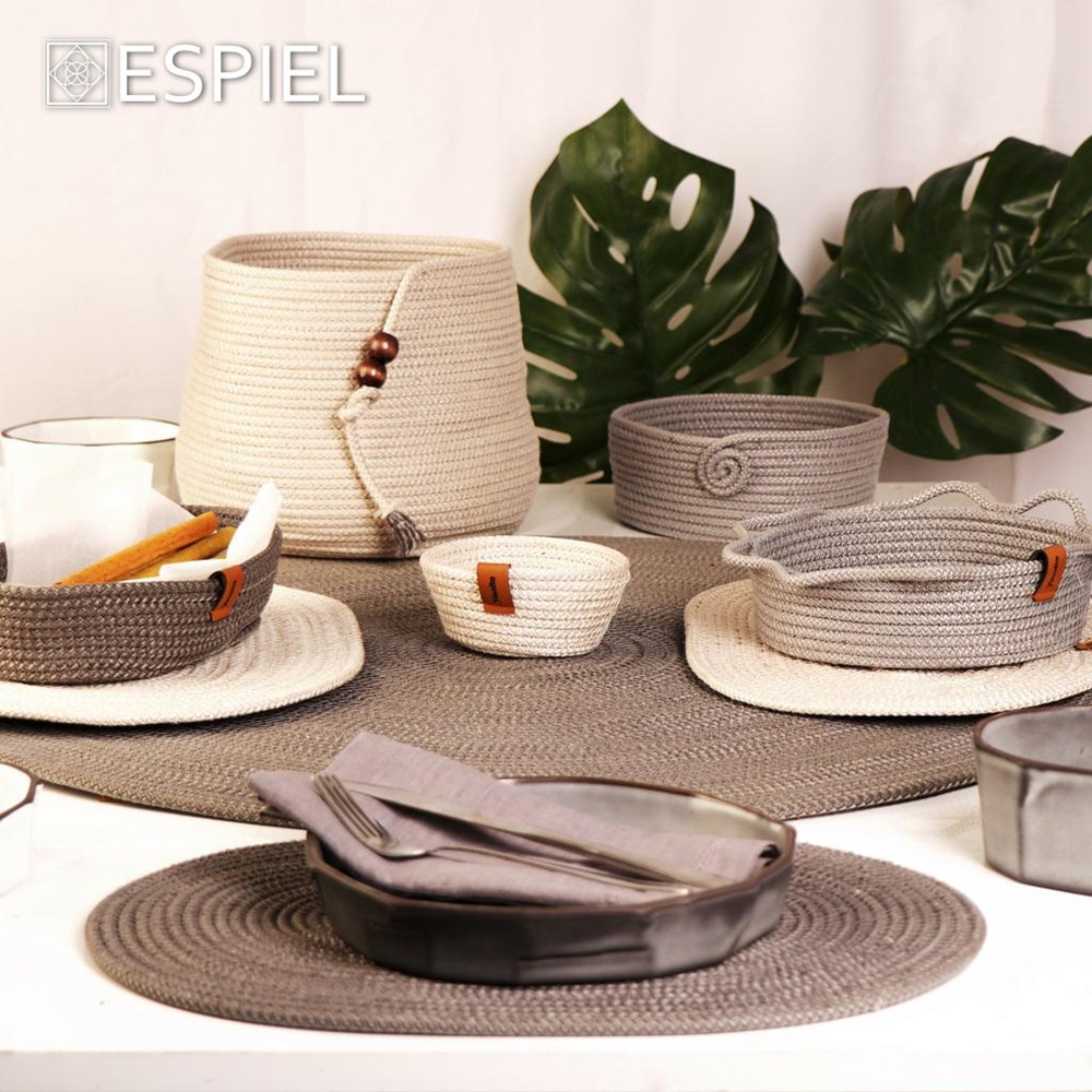 Ψωμιέρα Οβάλ από Σχοινί σε Λευκό 27x15cm Espiel ROB123 - 3