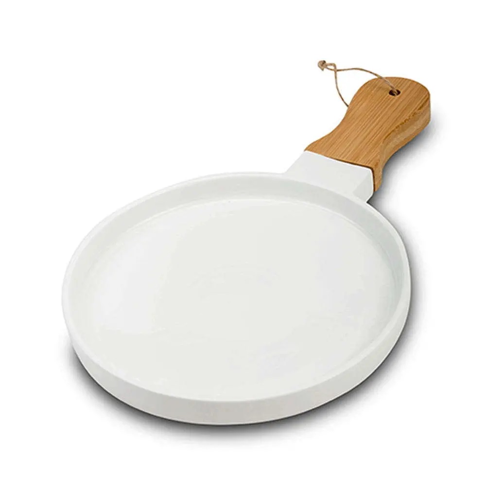 Πιατέλα Πορσελάνης Άσπρη Φ26cm Με Χερούλι Bamboo Terrestrial Nava 10-263-025 - 1