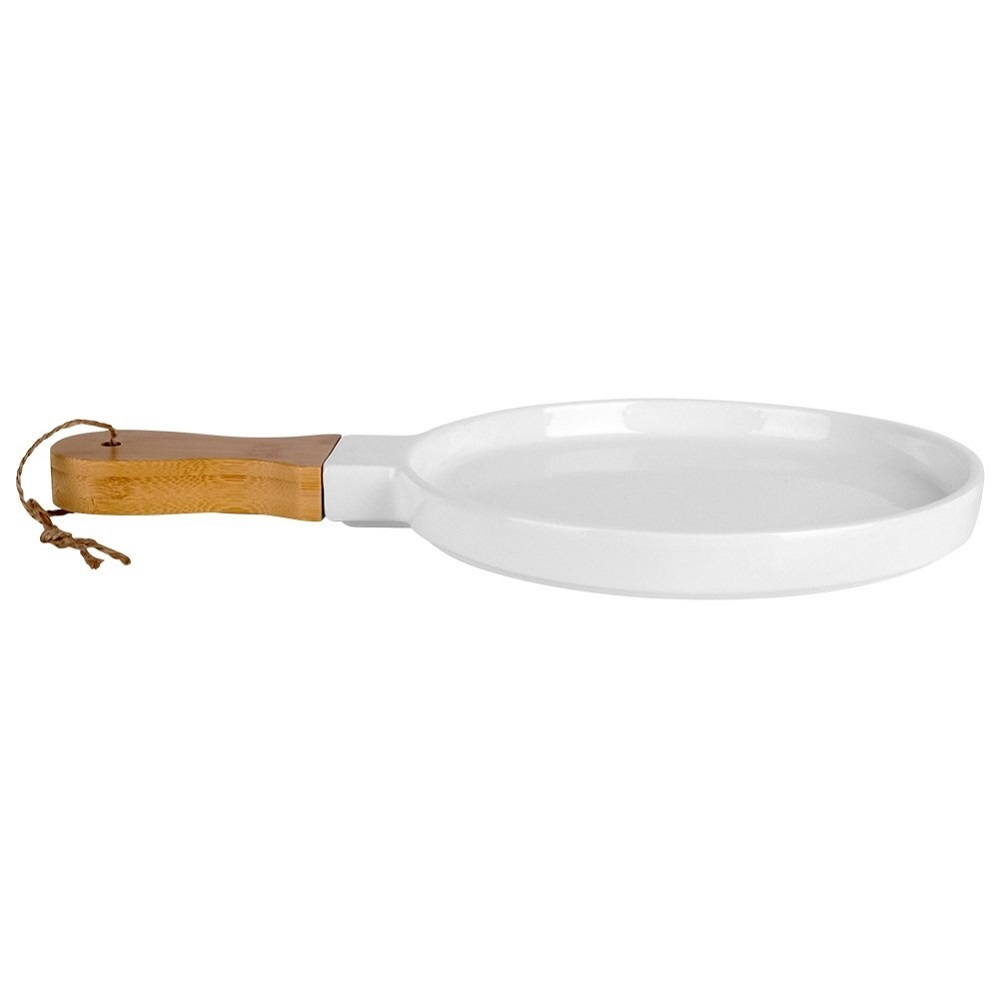 Πιατέλα Πορσελάνης Άσπρη Φ26cm Με Χερούλι Bamboo Terrestrial Nava 10-263-025 - 3