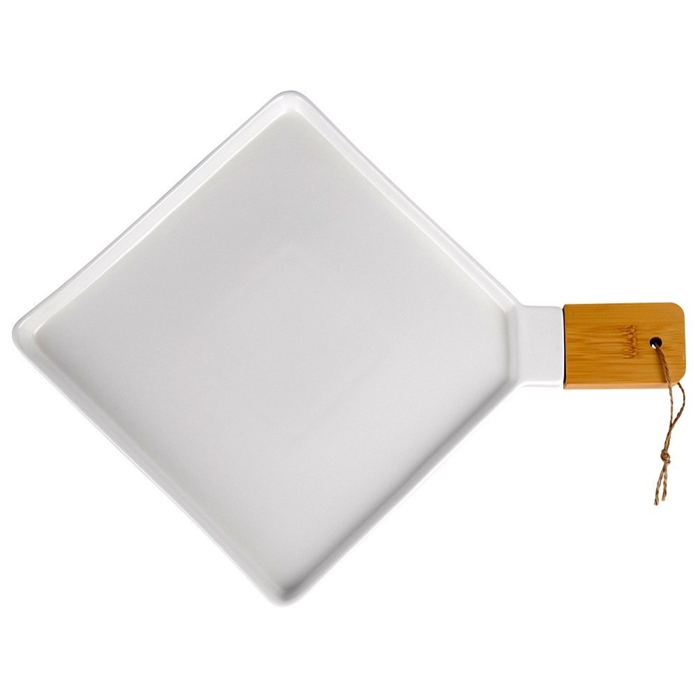 Πιατέλα Πορσελάνης Άσπρη 35x35cm Με Χερούλι Bamboo Terrestrial Nava 10-263-027 - 2