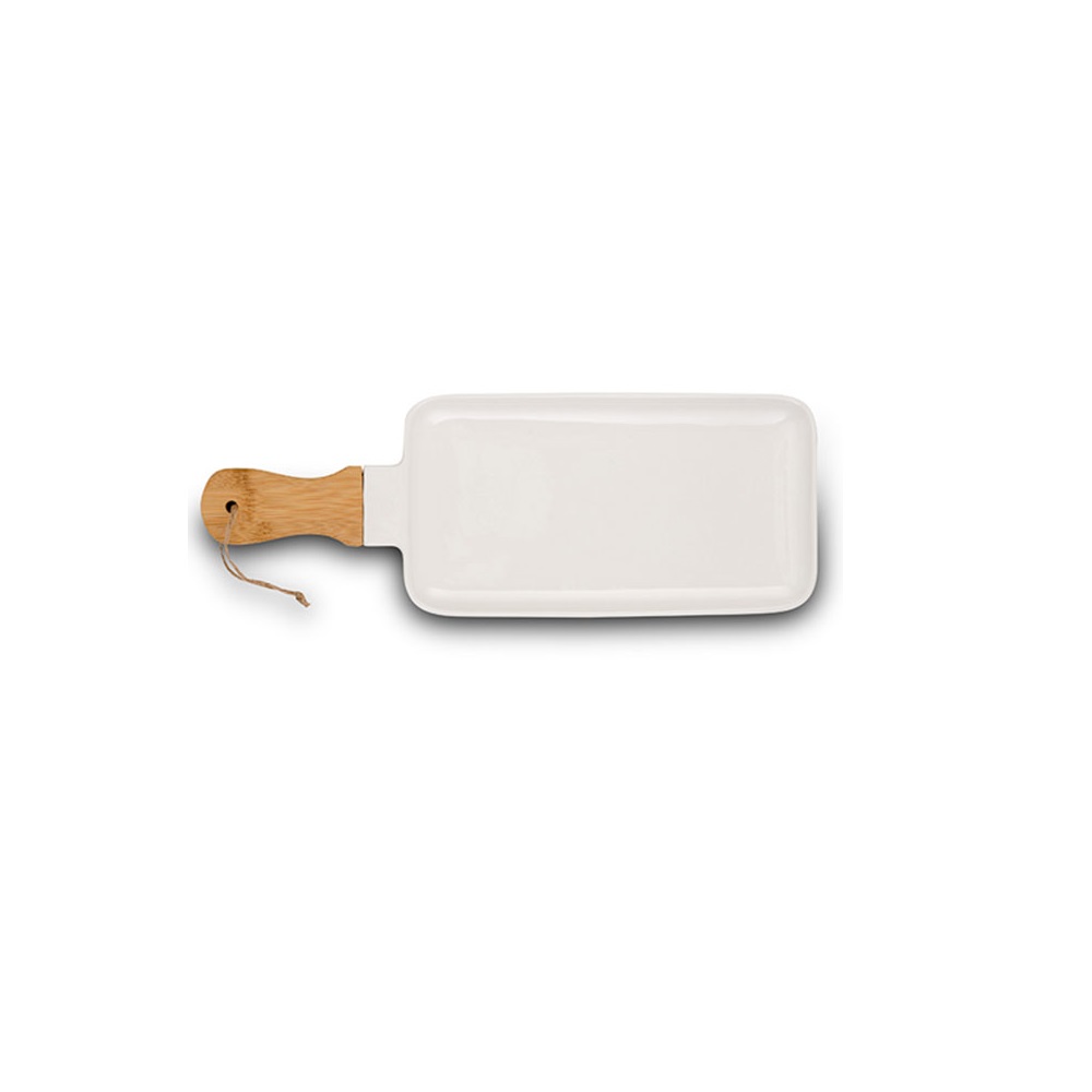 Πιατέλα Πορσελάνης Άσπρη 47x18cm Με Χερούλι Bamboo Terrestrial Nava 10-263-030 - 2