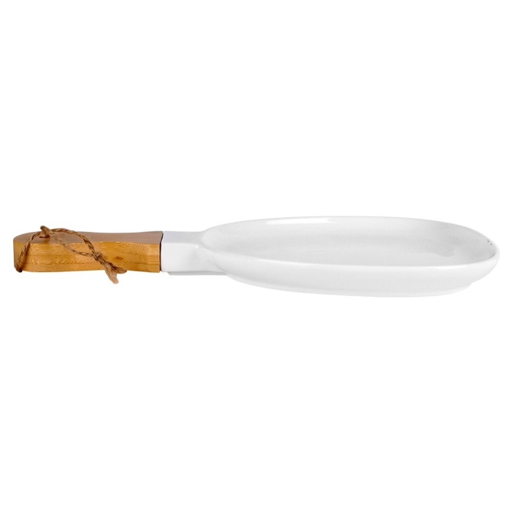 Πιατέλα Πορσελάνης Άσπρη 35x22cm Με Χερούλι Bamboo Terrestrial Nava 10-263-031 - 2