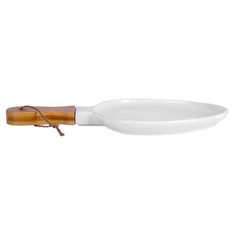 Πιατέλα Πορσελάνης Άσπρη 35x22cm Με Χερούλι Bamboo Terrestrial Nava 10-263-041 - 2