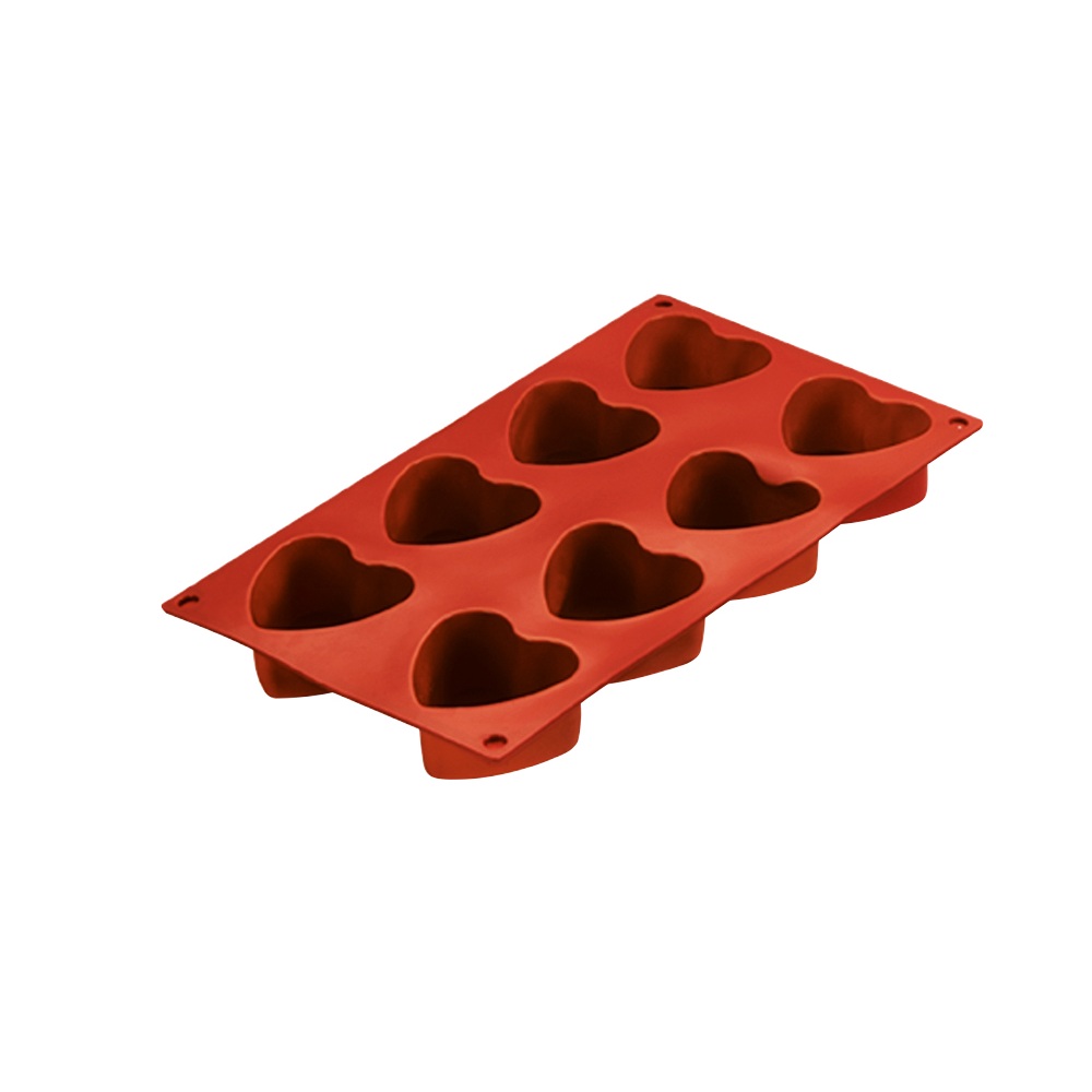 Καλούπι Ζαχαροπλαστικής Σιλικόνης 8 Θέσεων 90ml Καρδιά 30×17.5×1.2cm Novatex 10-272