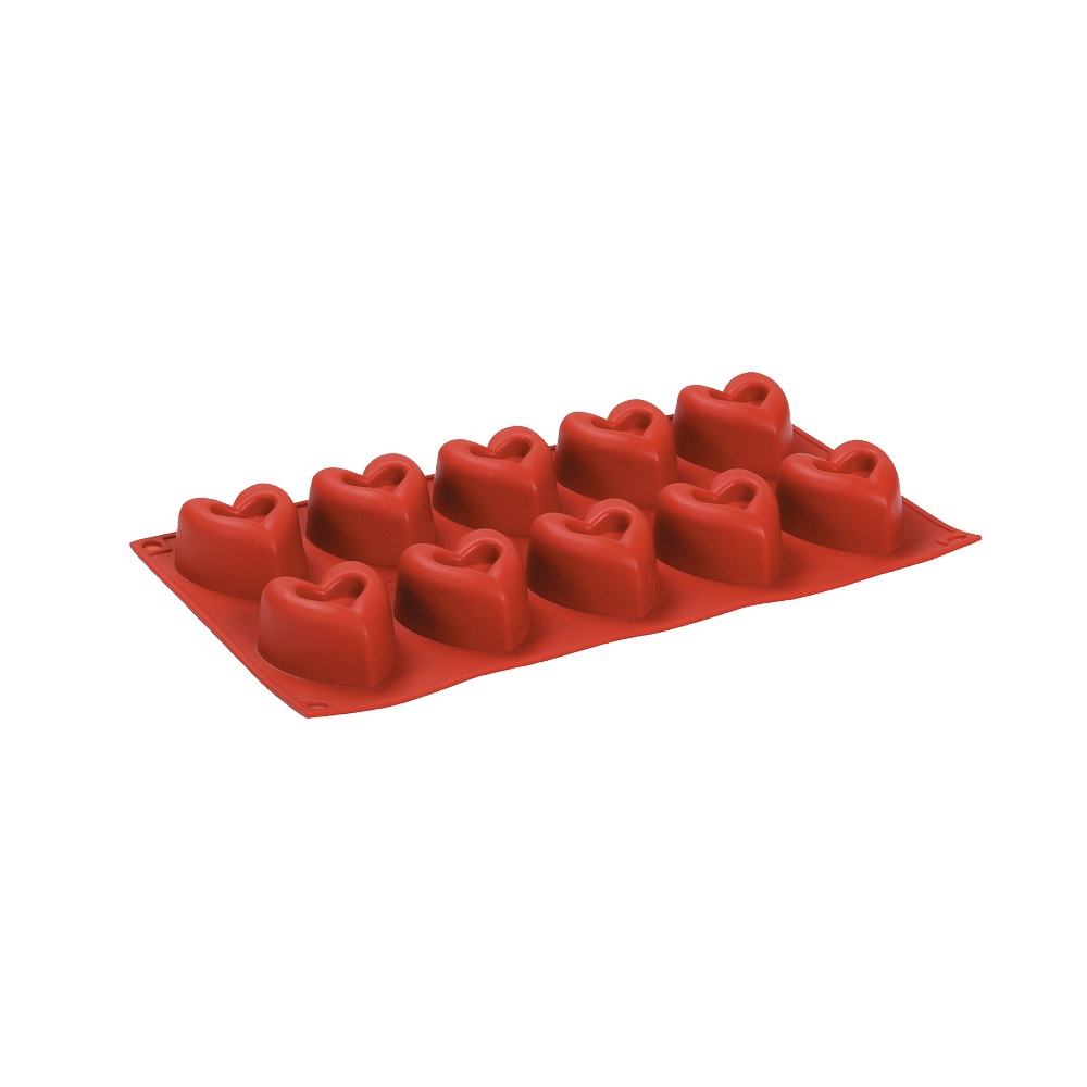 Καλούπι Ζαχαροπλαστικής Σιλικόνης 10 Θέσεων 45ml Καρδιές 30×17.5×3cm Novatex 10-294 - 