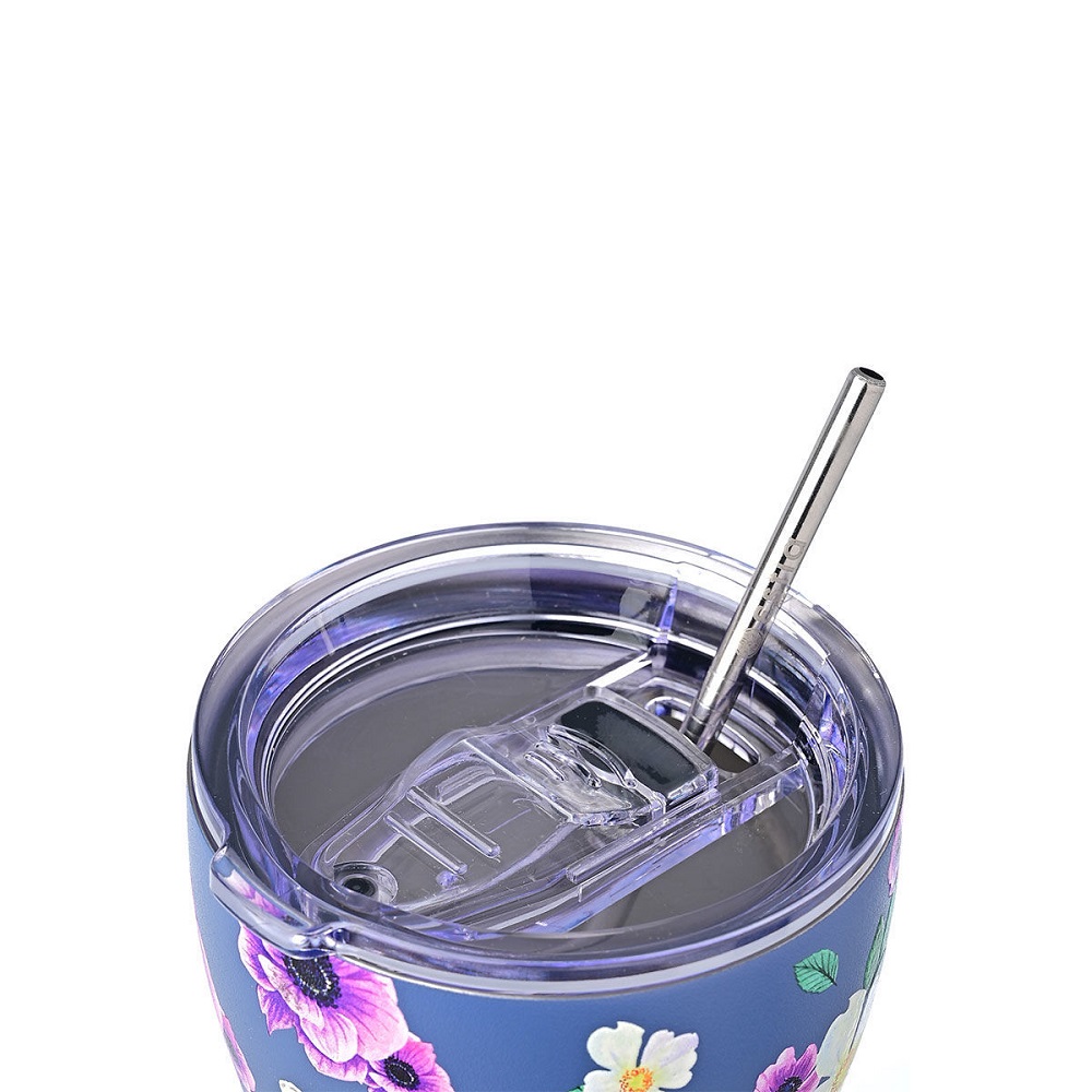 Ποτήρι Ισοθερμικό Garden Blue Διπλού Τοιχώματος Ανοξείδωτο 18/8 350ml Με Ανοξείδωτο Καλαμάκι & Βουρτσάκι Καθαρισμού Save the Aegean εstia Home Art 01-16883 - 4