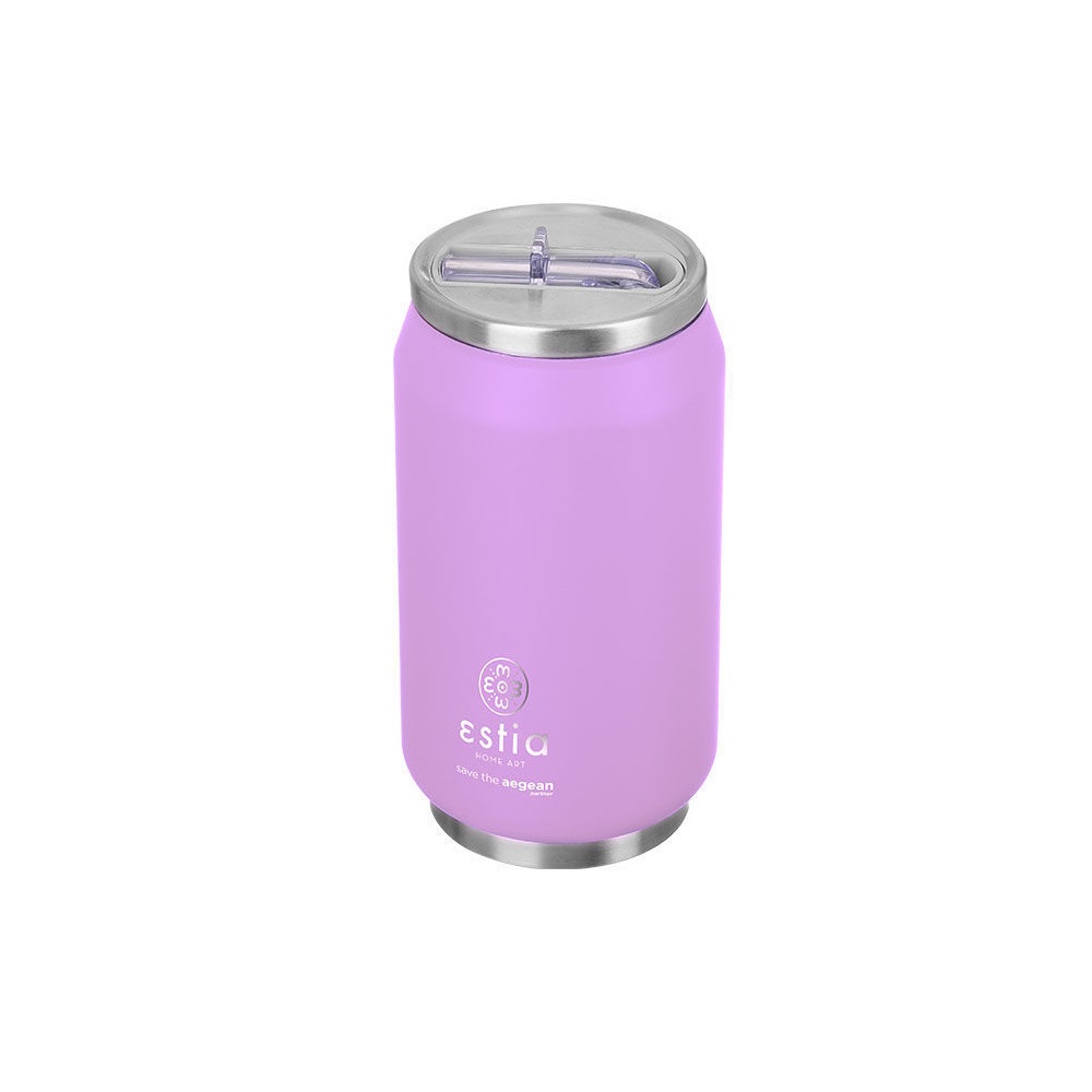 Ποτήρι Ισοθερμικό Lavender Purple Διπλού Τοιχώματος Ανοξείδωτο 18/8 300ml Με Καλαμάκι Save the Aegean εstia Home Art 01-16715 - 2