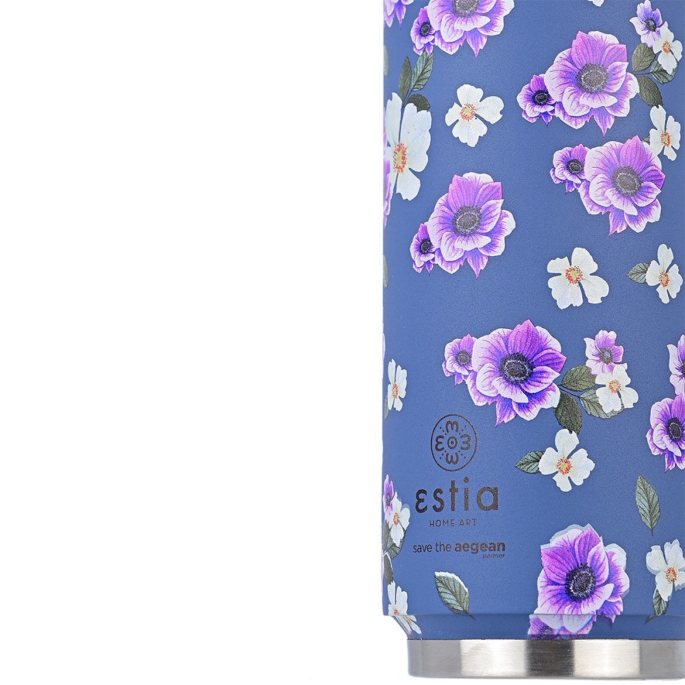 Ποτήρι Ισοθερμικό Garden Blue Διπλού Τοιχώματος Ανοξείδωτο 18/8 500ml Με Καλαμάκι Save the Aegean εstia Home Art 01-16807 - 3