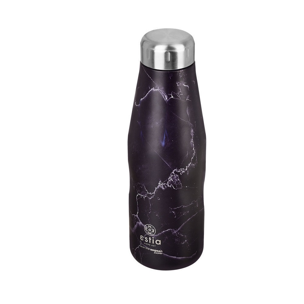Μπουκάλι Ισοθερμικό Pentelica Black Διπλού Τοιχώματος 500ml Ανοξείδωτο 18/8 Save the Aegean εstia Home Art 01-16609 - 2