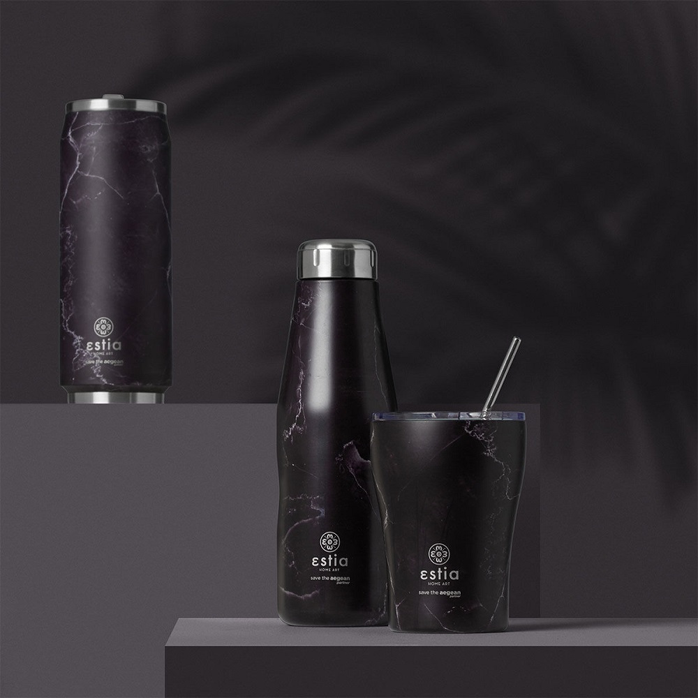 Μπουκάλι Ισοθερμικό Pentelica Black Διπλού Τοιχώματος 500ml Ανοξείδωτο 18/8 Save the Aegean εstia Home Art 01-16609 - 5