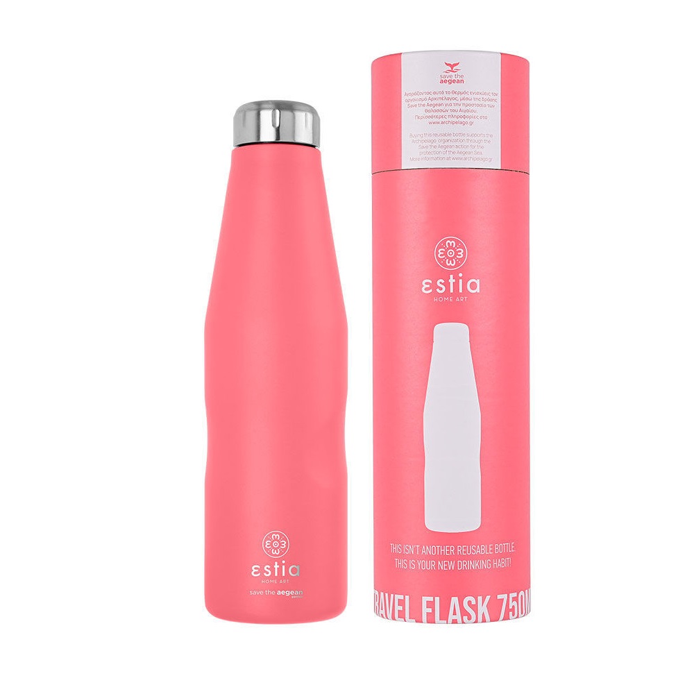 Μπουκάλι Ισοθερμικό Fusion Coral Διπλού Τοιχώματος 750ml Ανοξείδωτο 18/8 Save the Aegean εstia Home Art 01-16586 - 