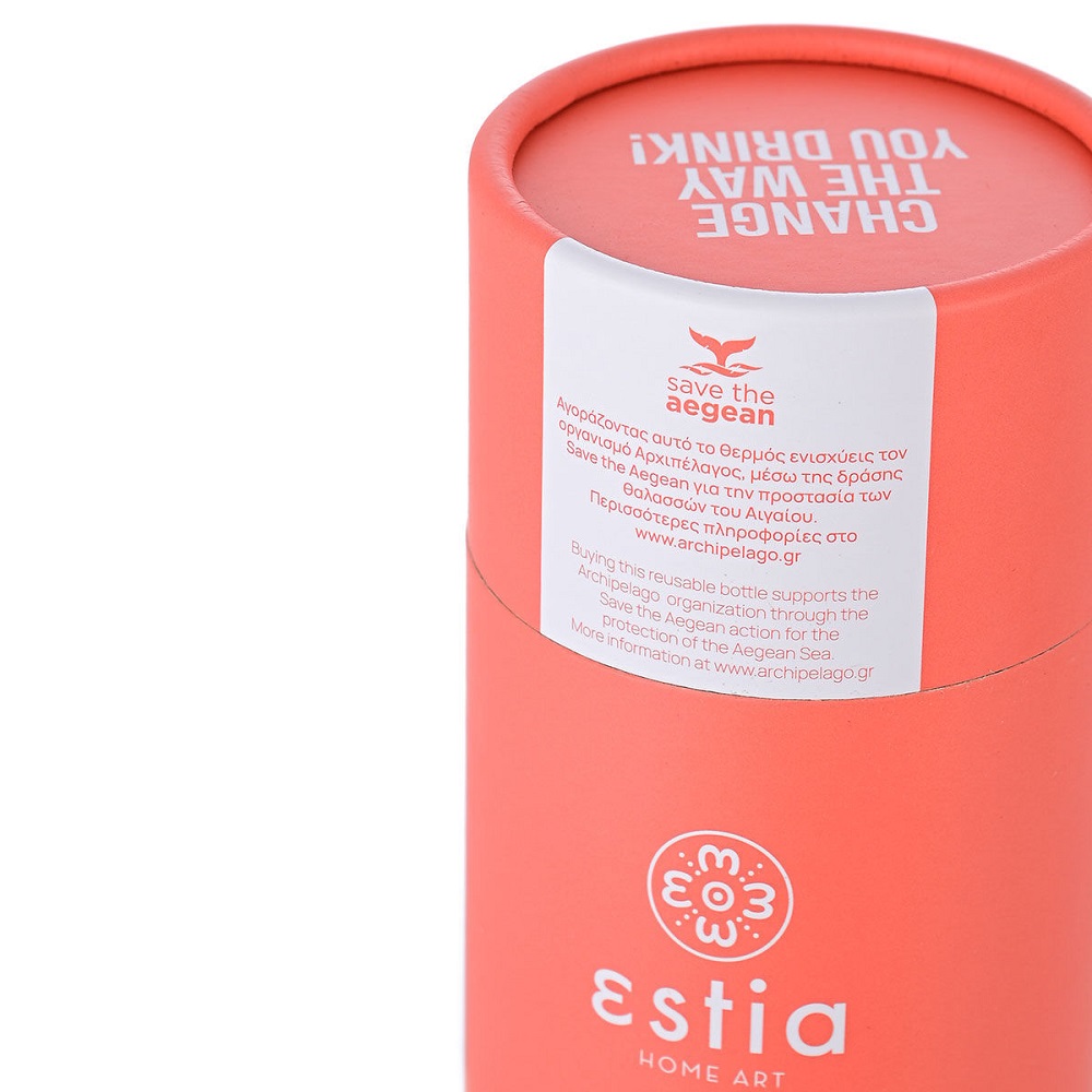 Μπουκάλι Ισοθερμικό Fusion Coral Διπλού Τοιχώματος 750ml Ανοξείδωτο 18/8 Save the Aegean εstia Home Art 01-16586 - 5