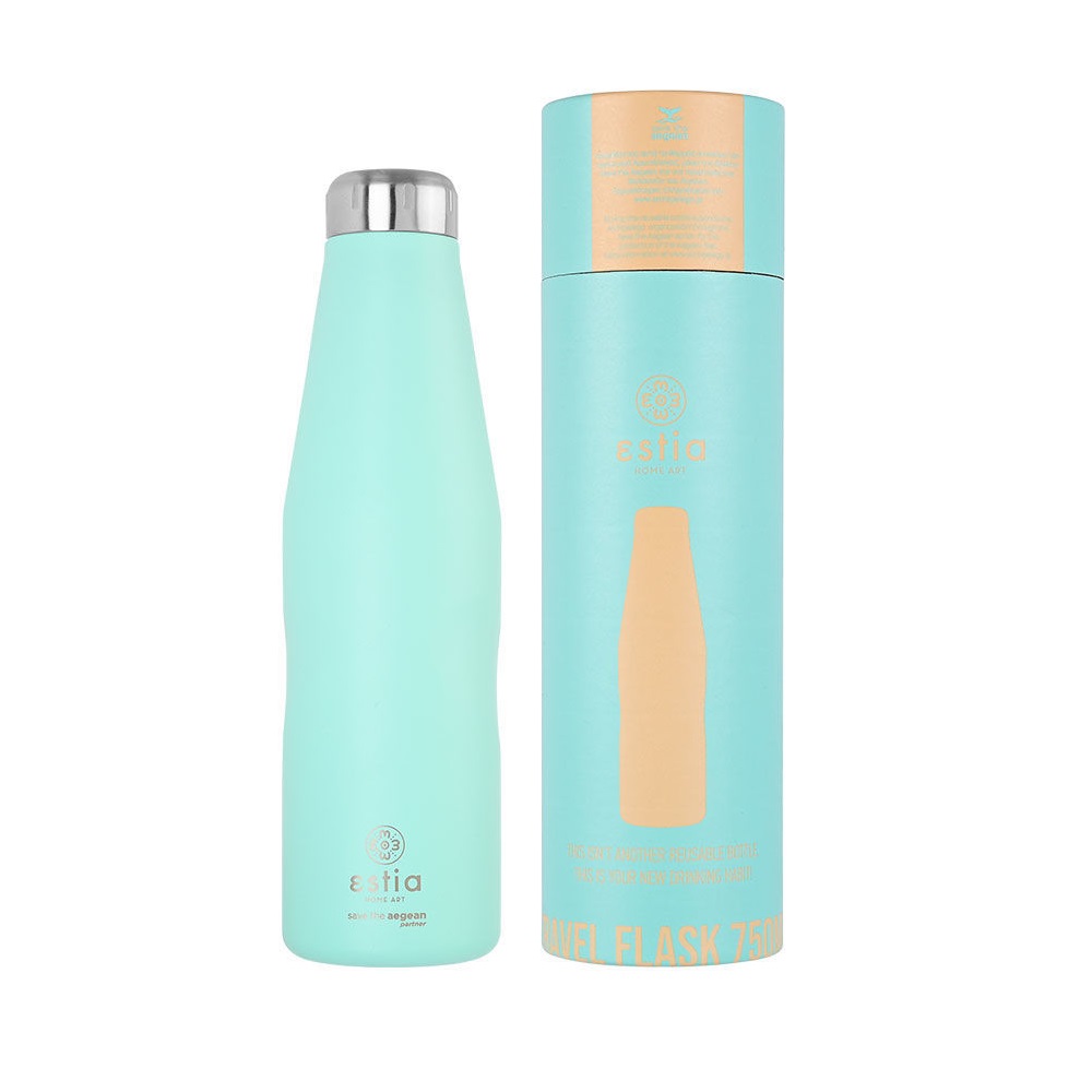 Μπουκάλι Ισοθερμικό Bermuda Green Διπλού Τοιχώματος 750ml Ανοξείδωτο 18/8 Save the Aegean εstia Home Art 01-16593 - 