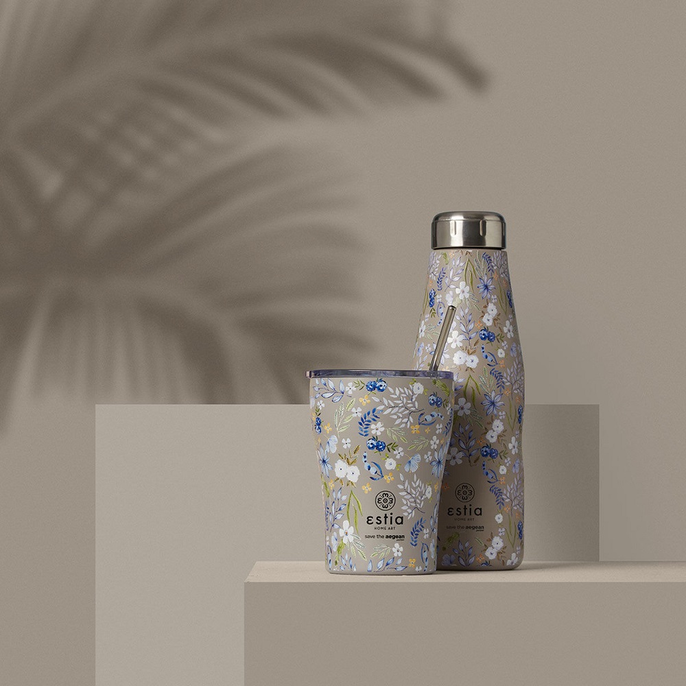 Μπουκάλι Ισοθερμικό Symphony Taupe Διπλού Τοιχώματος 500ml Ανοξείδωτο 18/8 Save the Aegean εstia Home Art 01-16678 - 5
