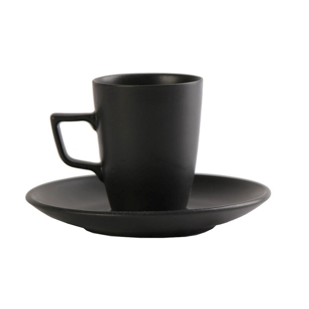 Φλιτζάνι Πορσελάνης Espresso 80ml & Πιατάκι Μαύρο Φ12xH7cm Morgan Espiel OW2052K6 - 