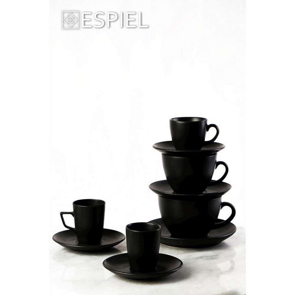 Φλιτζάνι Πορσελάνης Espresso 80ml & Πιατάκι Μαύρο Φ12xH7cm Morgan Espiel OW2052K6 - 2
