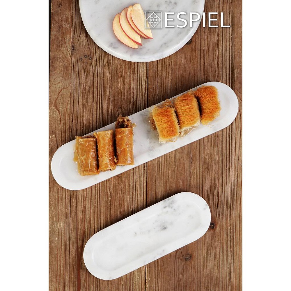 Πιατέλα Από Μάρμαρο Ορθογώνια Λευκή 25x9xH1cm Espiel FAV235 - 2