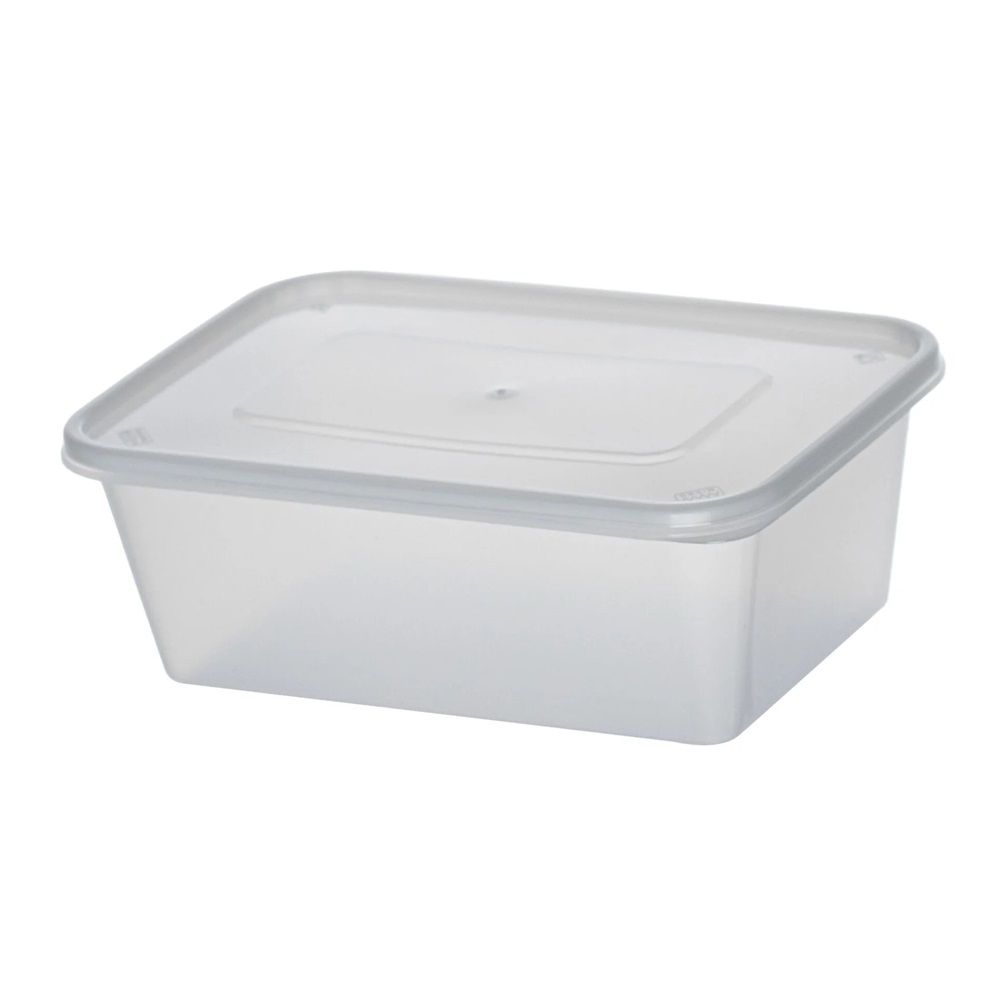 Σκεύος Φαγητού Παραλληλόγραμμο M/W PP 750ml 17,3x12,3xH5,6cm Διάφανο Με Καπάκι (Πακέτο 50τμχ) Premium Intertan QT750MWP - 2