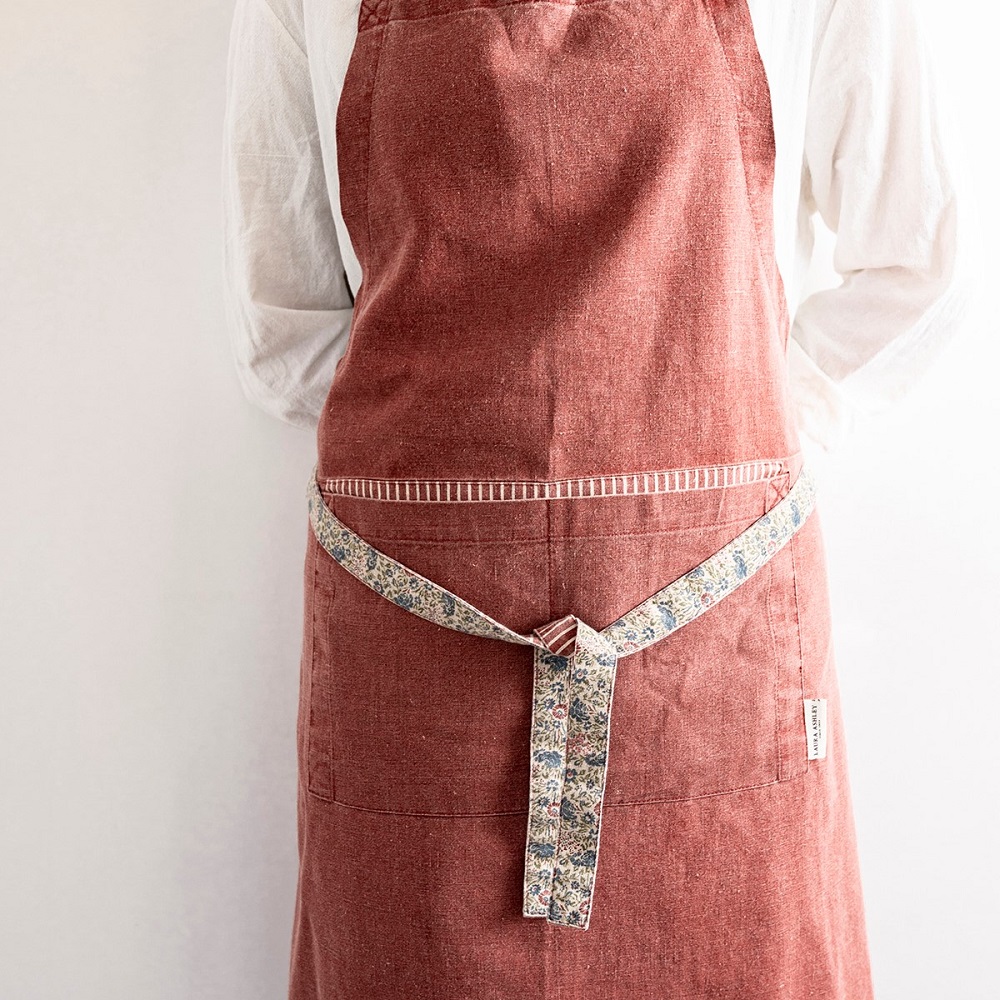 Ποδιά Κουζίνας 85x78cm Βαμβακερή Μπορντό Daniela Oxblood Red Kitchen Linen Laura Ashley LA183167 - 2