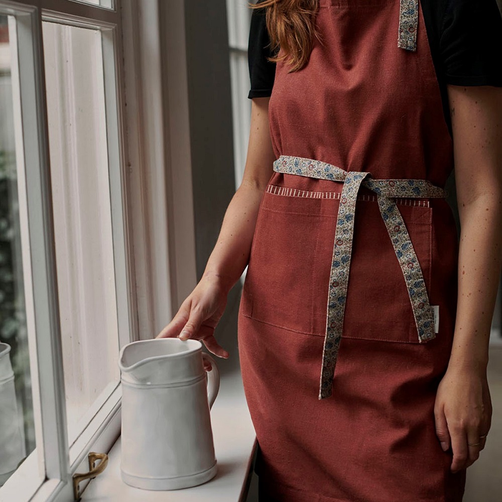 Ποδιά Κουζίνας 85x78cm Βαμβακερή Μπορντό Daniela Oxblood Red Kitchen Linen Laura Ashley LA183167 - 4
