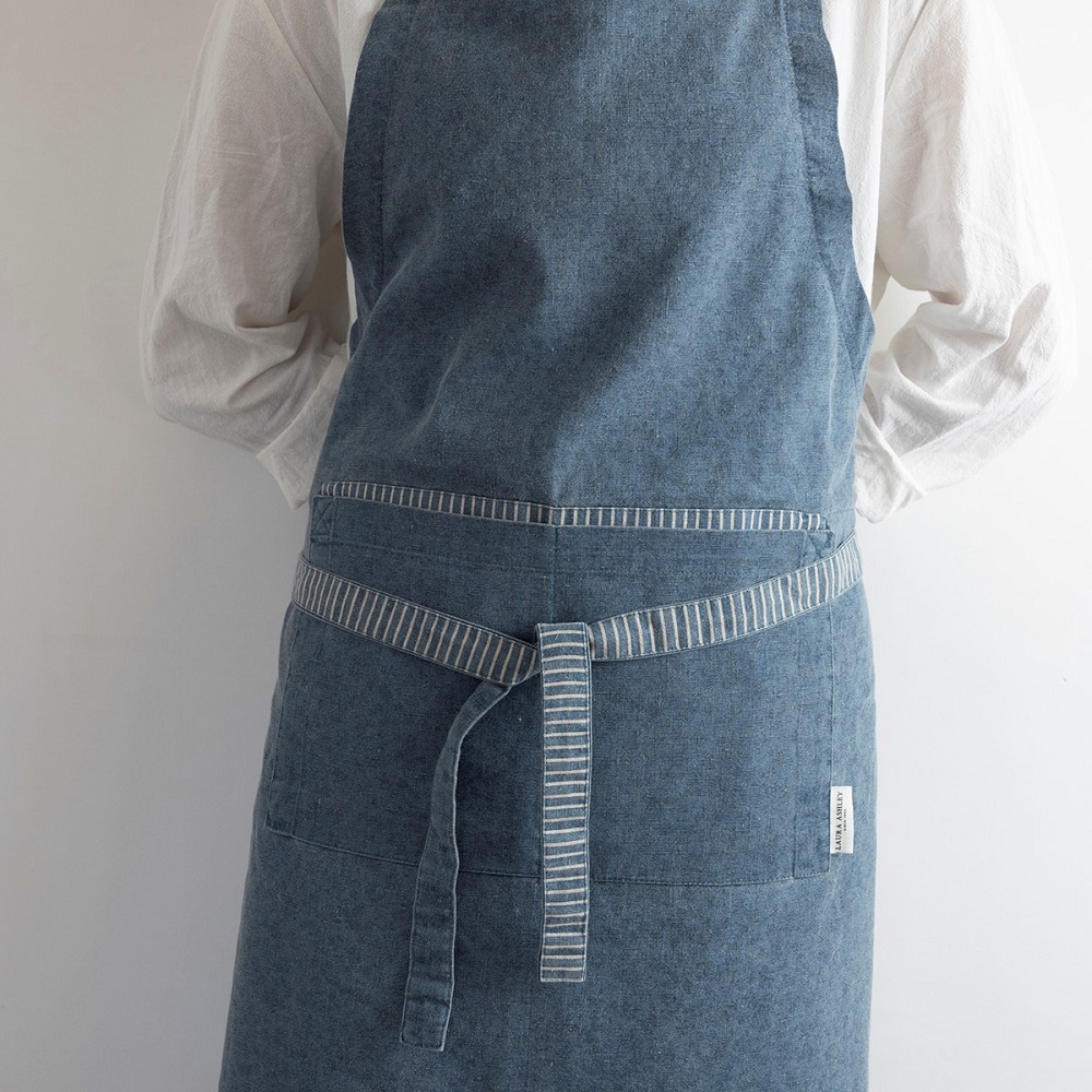 Ποδιά Κουζίνας 85x78cm Βαμβακερή Wild Clematis Blue Kitchen Linen Laura Ashley LA183155 - 2