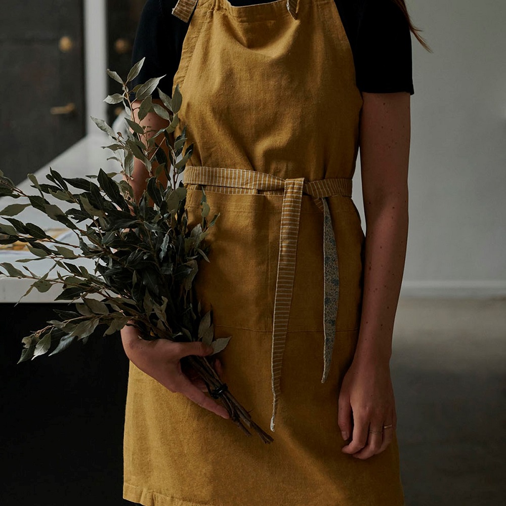 Ποδιά Κουζίνας 85x78cm Βαμβακερή Daniela Oil Solid Yellow Kitchen Linen Laura Ashley LA183134 - 4
