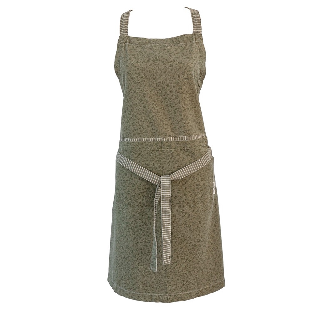 Ποδιά Κουζίνας 85x78cm Βαμβακερή Wild Clematis Sage Green Kitchen Linen Laura Ashley LA183144 - 
