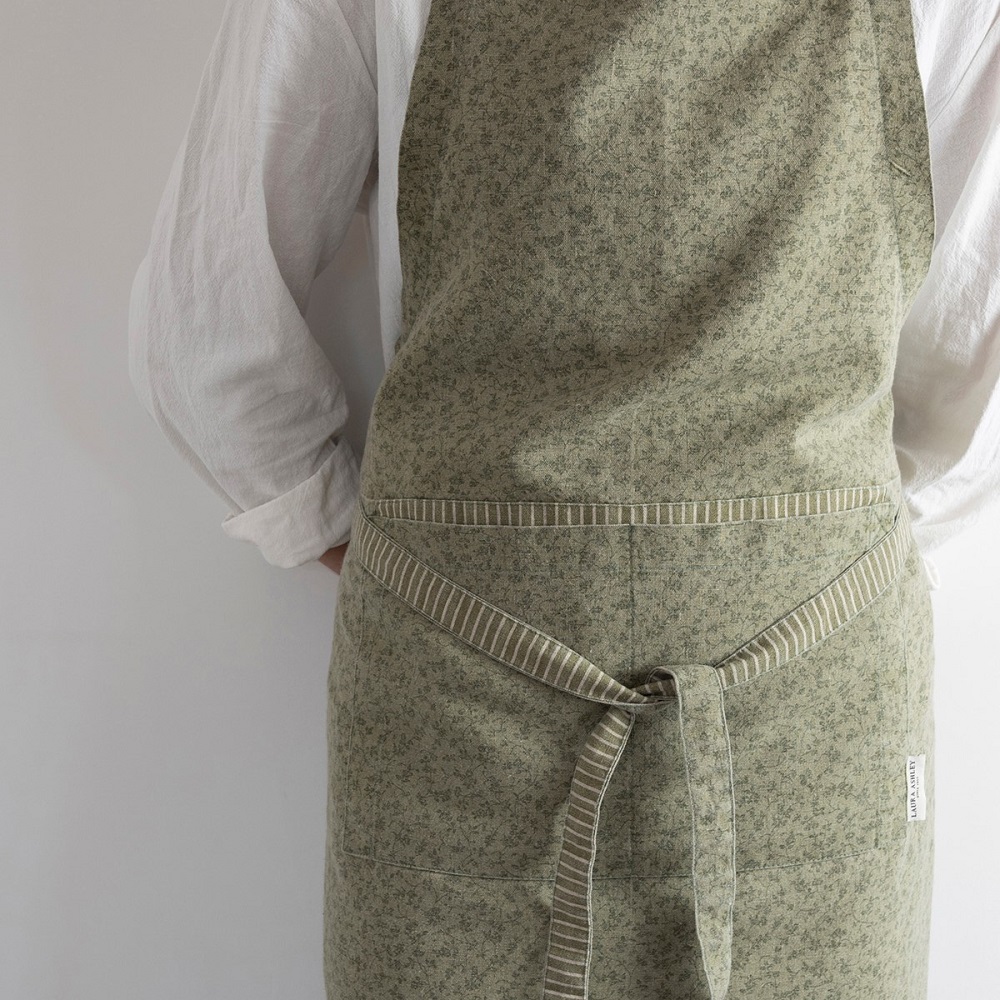 Ποδιά Κουζίνας 85x78cm Βαμβακερή Wild Clematis Sage Green Kitchen Linen Laura Ashley LA183144 - 2