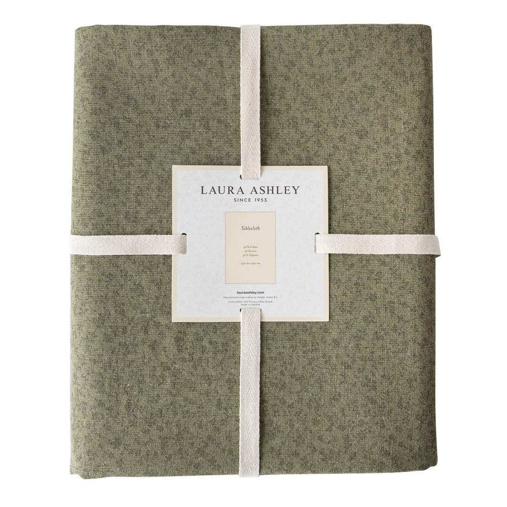 Τραπεζομάντηλο 240x140cm Wild Clematis Sage Solid Green Kitchen Linen Laura Ashley LA183154 - 