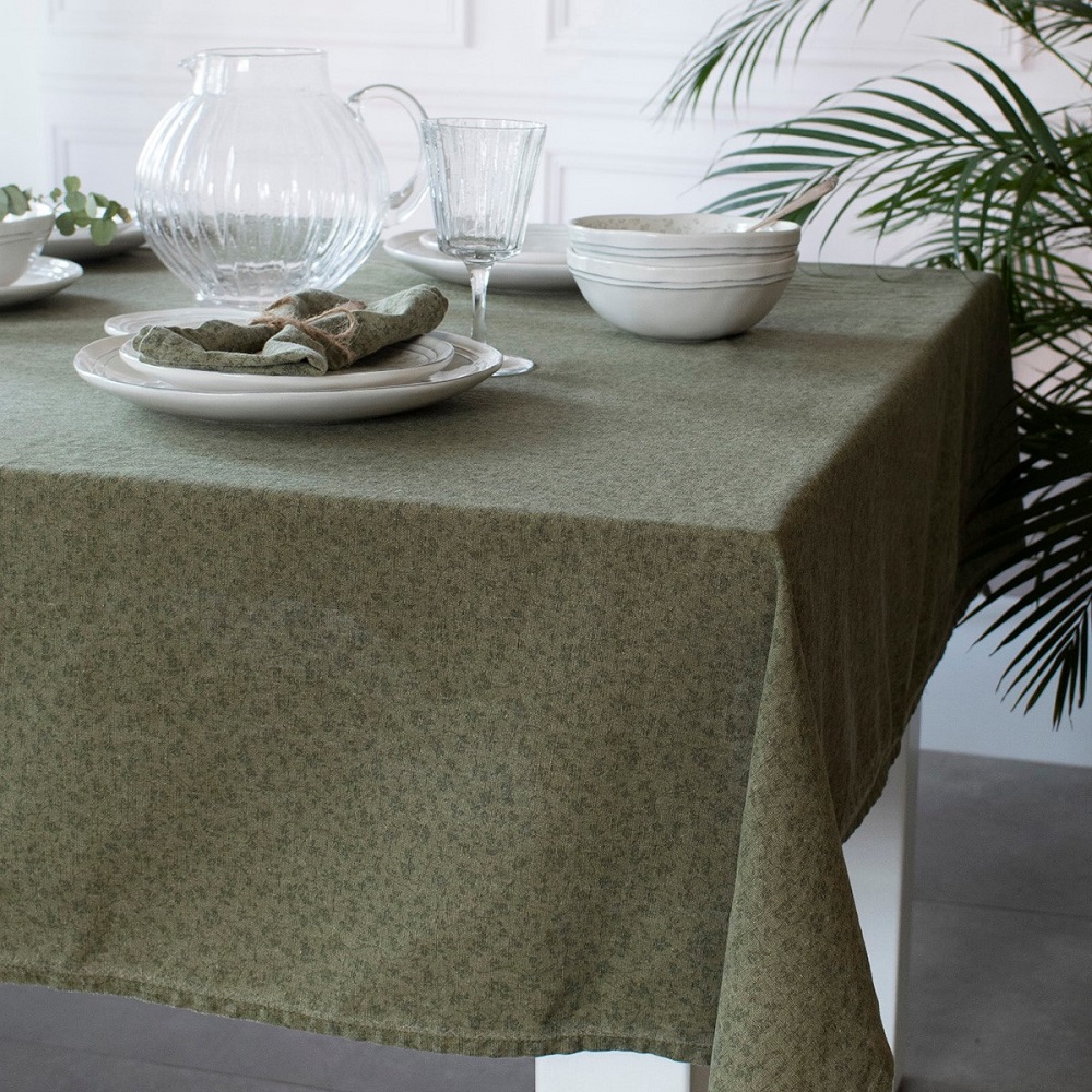 Τραπεζομάντηλο 240x140cm Wild Clematis Sage Solid Green Kitchen Linen Laura Ashley LA183154 - 3