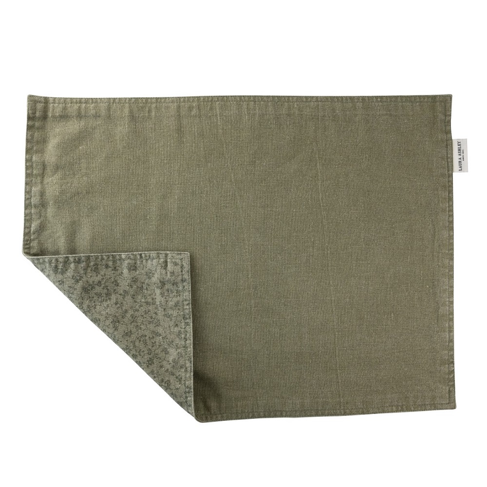 Σουπλά Διπλής Όψης 48x35cm Wild Clematis Oil Green Kitchen Linen Laura Ashley LA183145 - 