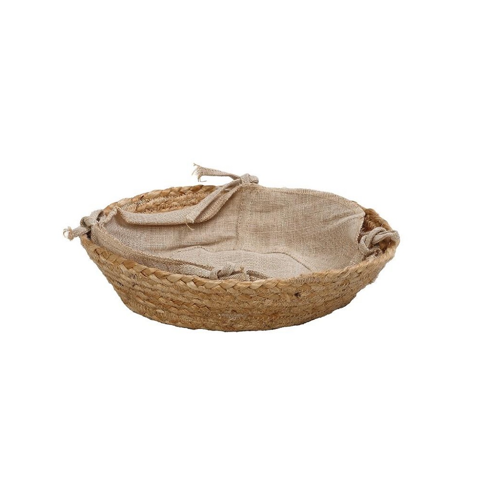 Ψωμιέρα Γιούτα Με Ύφασμα Μπέζ Στρογγυλό Φ24xH7cm Espiel AMN101 - 