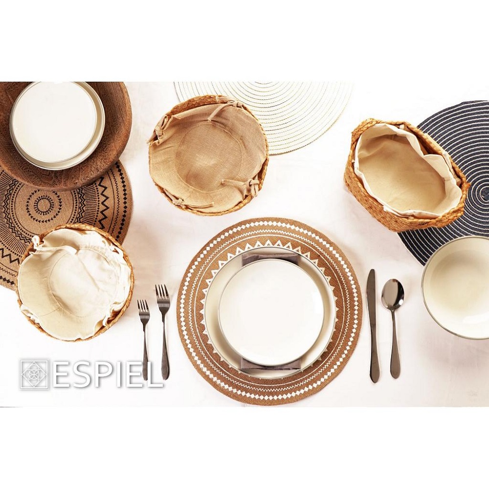 Ψωμιέρα Με Λαβές Γιούτα Με Ύφασμα Μπέζ Τετράγωνη 17x17xH9cm Espiel AMN105 - 3