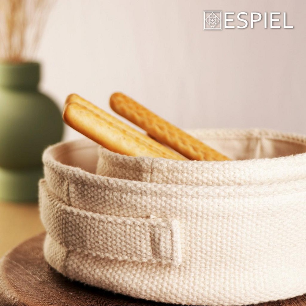 Ψωμιέρα Βαμβακερή Στρογγυλή Μπέζ Φ15xH8cm Wooven Espiel AMN123 - 2