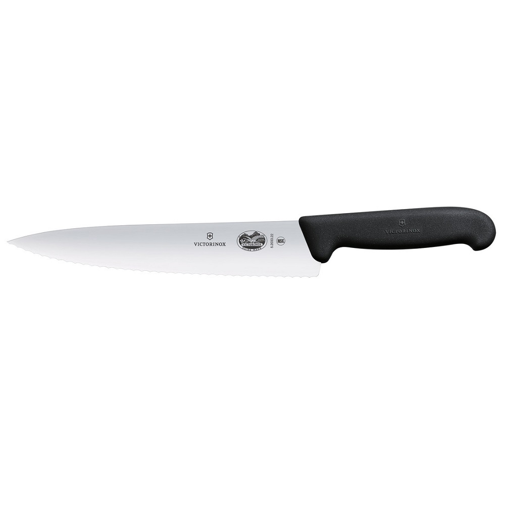 Μαχαίρι Chef Οδοντωτό 19cm Ανοξείδωτο Μαύρη Λαβή Fibrox Victroniox 5.2033.19 - 