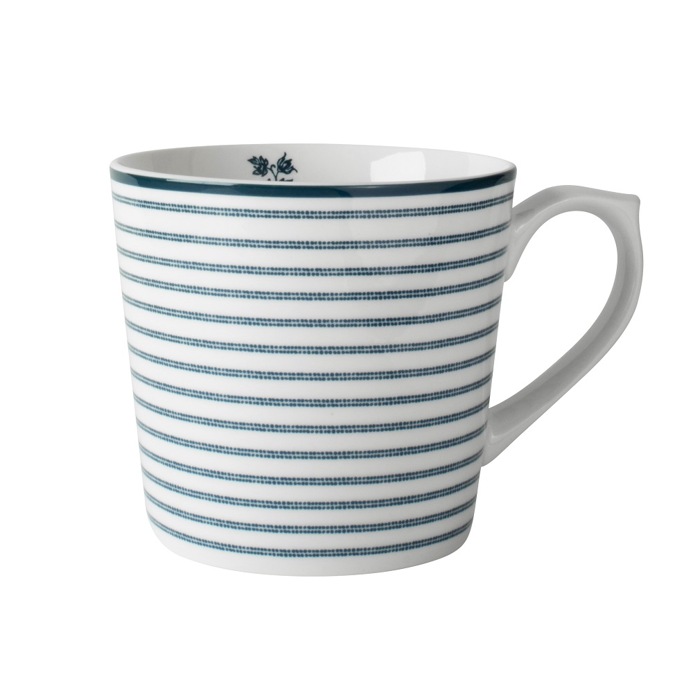Κούπα Πορσελάνης XL 540ml Λευκή – Μπλε Candy Stripe Blueprint Laura Ashley LA183199 - 