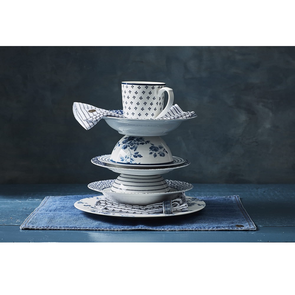 Κούπα Πορσελάνης XL 540ml Λευκή – Μπλε Candy Stripe Blueprint Laura Ashley LA183199 - 4